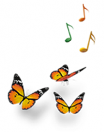 Музикални ноти и пеперуди